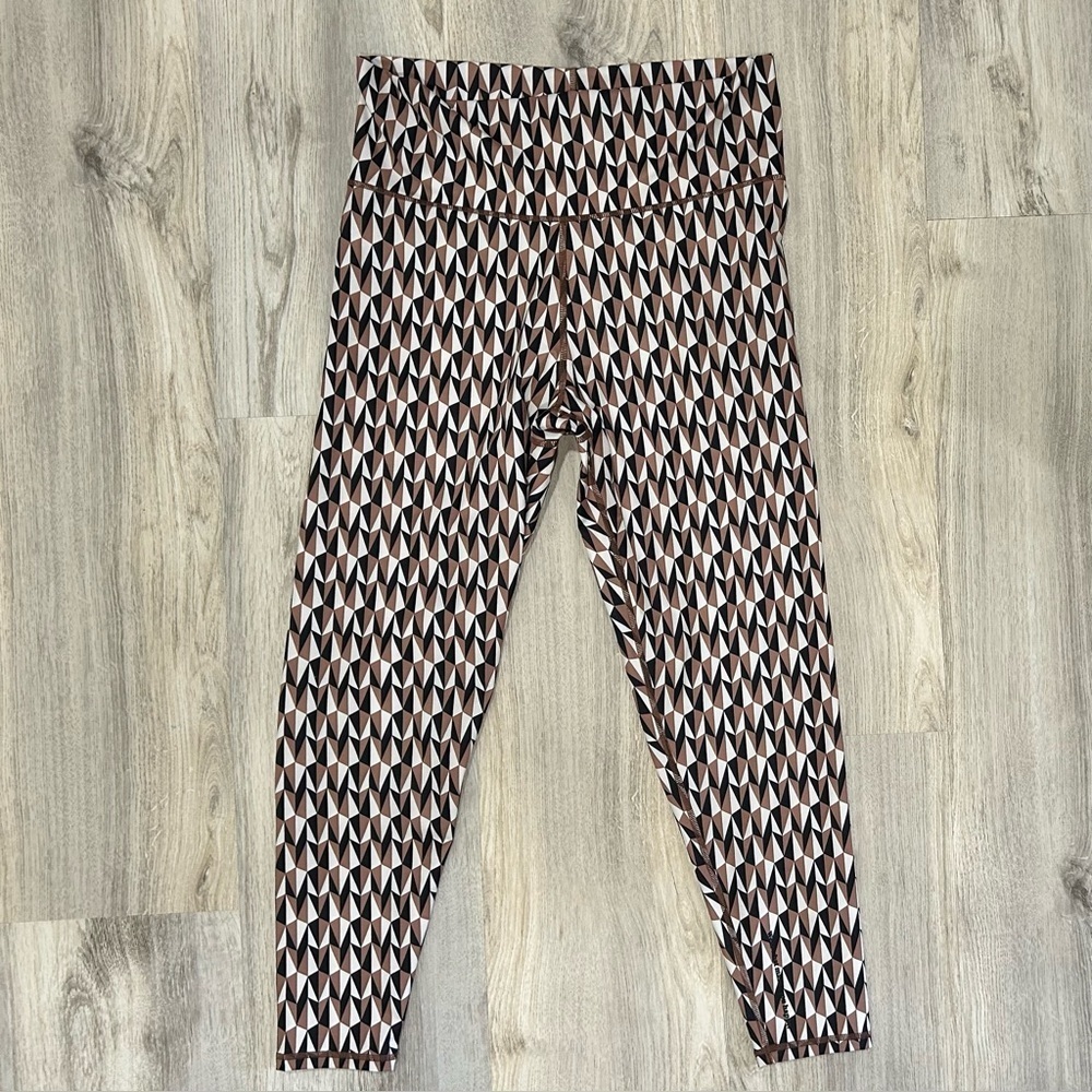 NWT Terez Athletic TLC Leggings Pants Activewear Aztec Geo Brown Black Size 1X